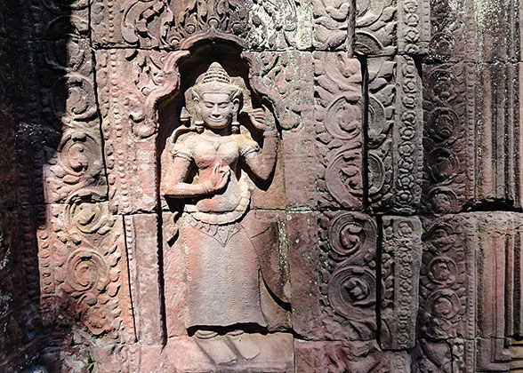 Delicate Carvings on the Temple Wall