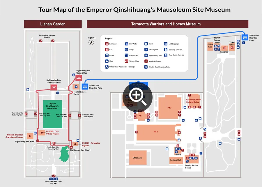 Tour Map of the Emperor Qinshihuang's Mausoleum Site Museum